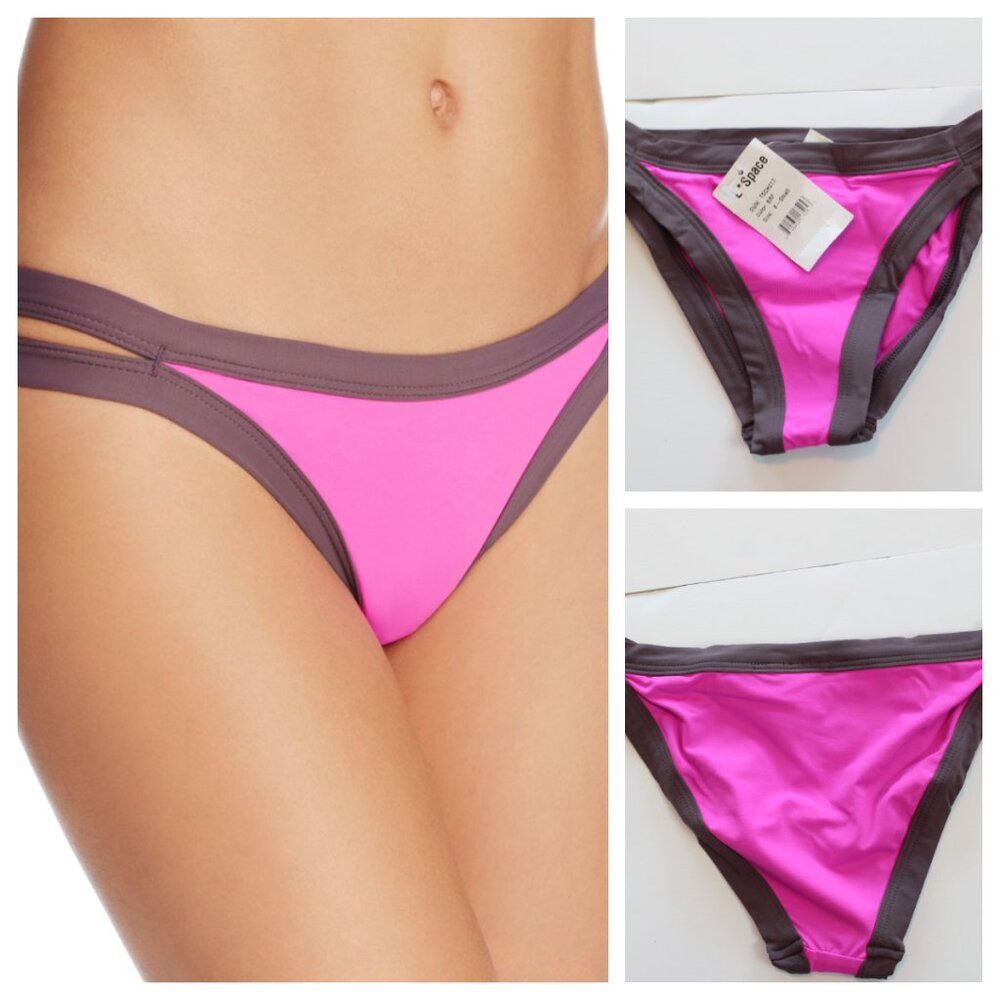L Space Charlie Swim Bikini Bottom Colorblock Pink XSmall NWT